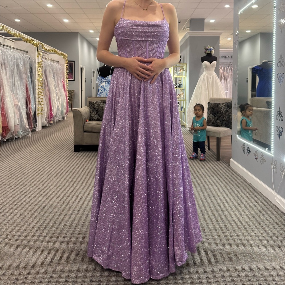 Lavender Sparkle Cowl Neck Gown